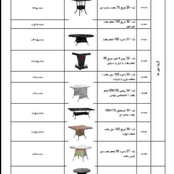 لیست قیمت میزهای گرین هوم 3